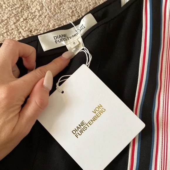 Diane Von Furstenberg- NWT Multicolored Stripe One Shoulder Pleated Mini Dress - Picture 6 of 8